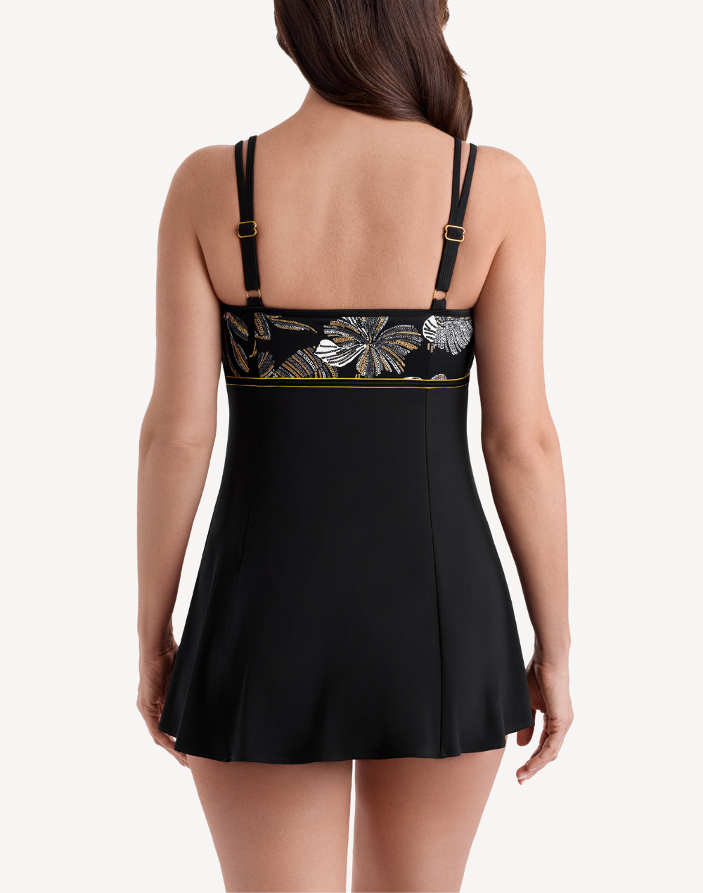 Gilded Garden Princess Seam Swimdress#color_gilded-black-gold
