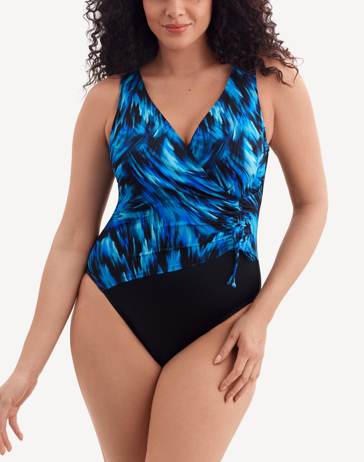 Summer Waves Faux Tie One Piece Swimsuit