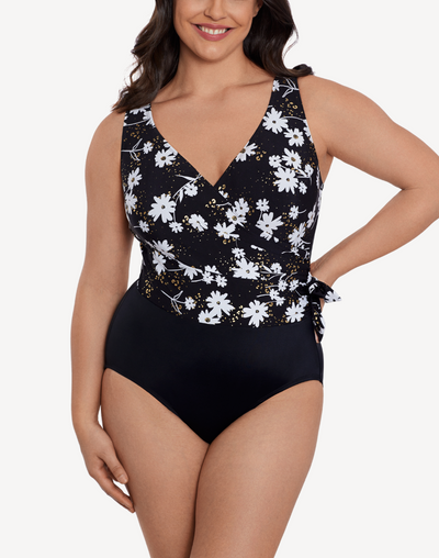 Whoopsie Daisy Side Tie Surplice One Piece#color_whoopsie-daisy-black-gold