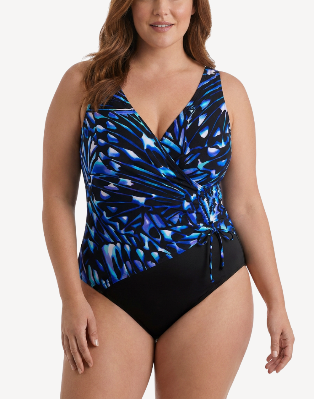Wingful Thinking Faux Tie Plus Size One Piece Swimsuit
