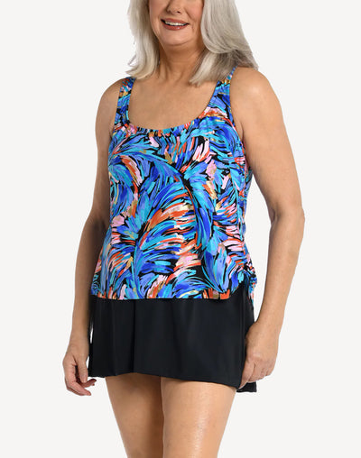 Feathers And Flair Faux Tankini Swimdress#color_feathers-flair-multi