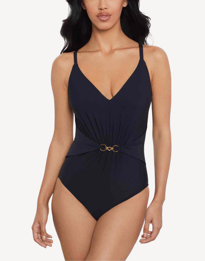 Chain Link Gianna One Piece Swimsuit#color_black