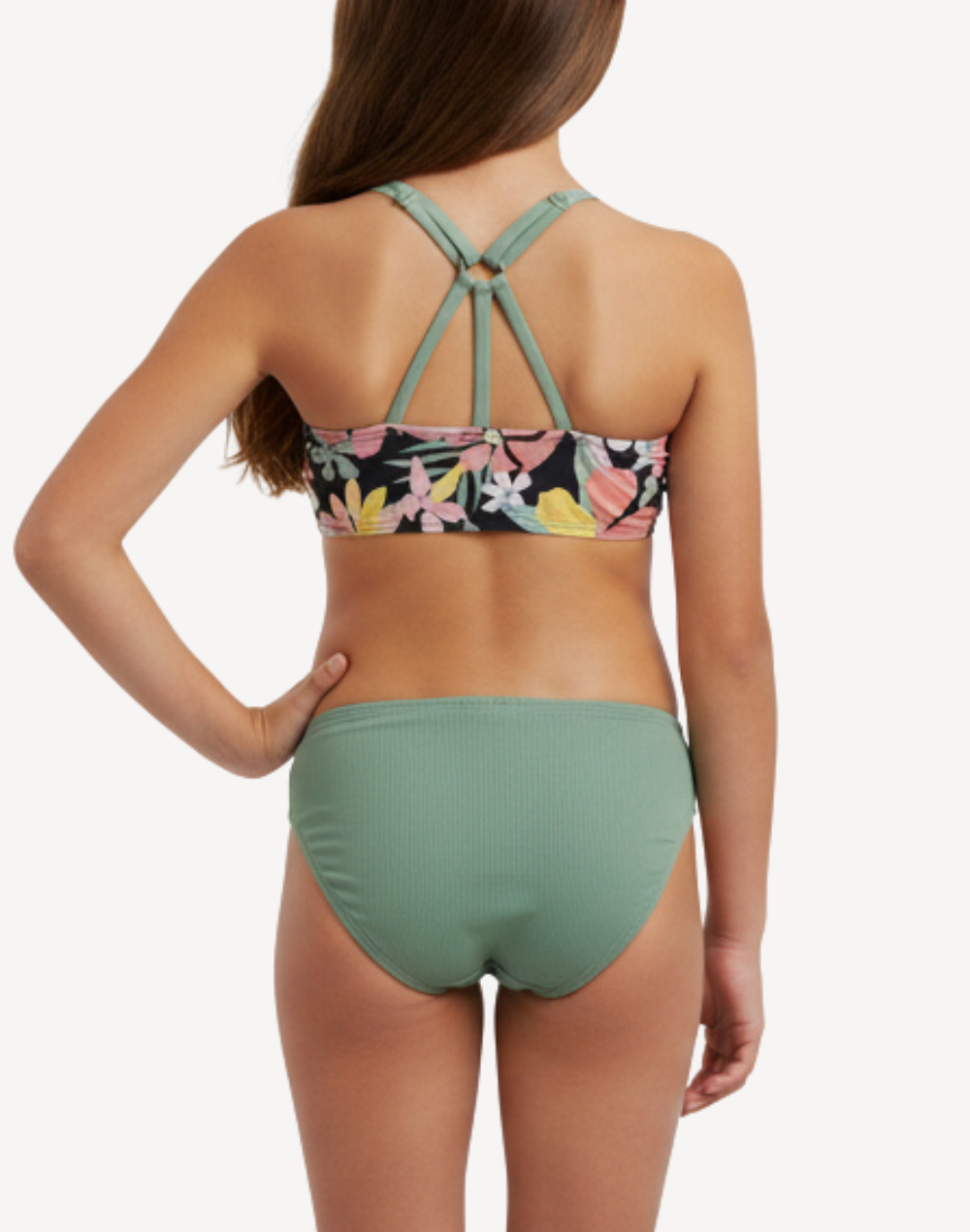 Girls Breezy Bay High Neck Ribbed Bikini Set