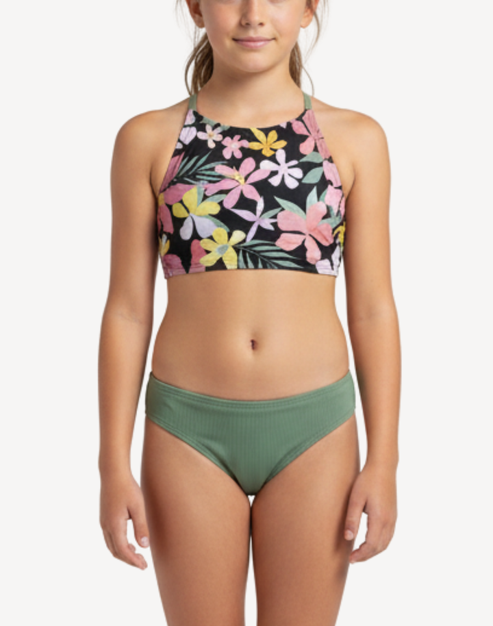 Girls Breezy Bay High Neck Ribbed Bikini Set