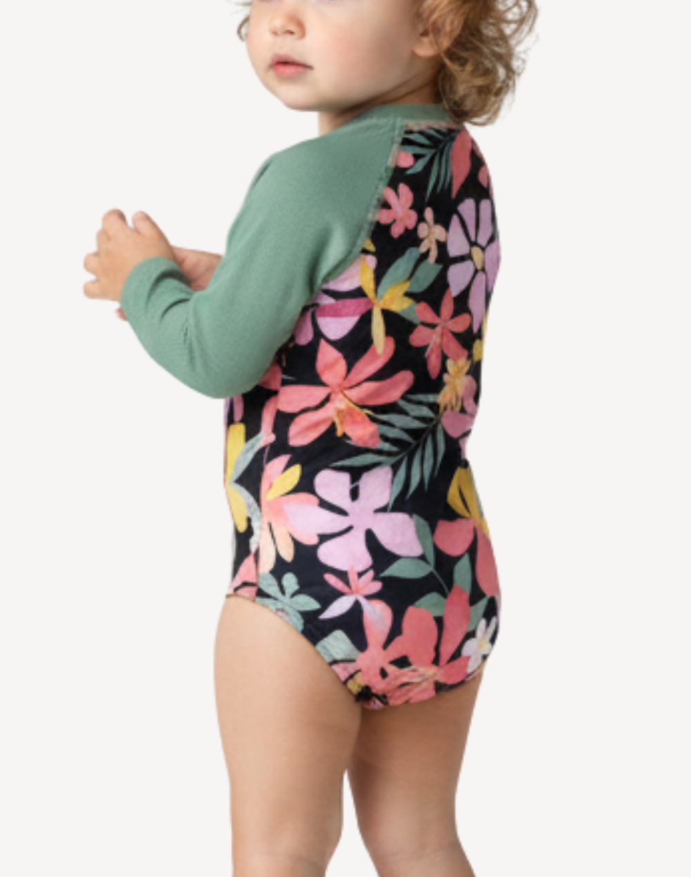 Toddler Girls Breezy Bay UPF 50 Long Sleeve Paddle Suit#color_breezy-black-flowers