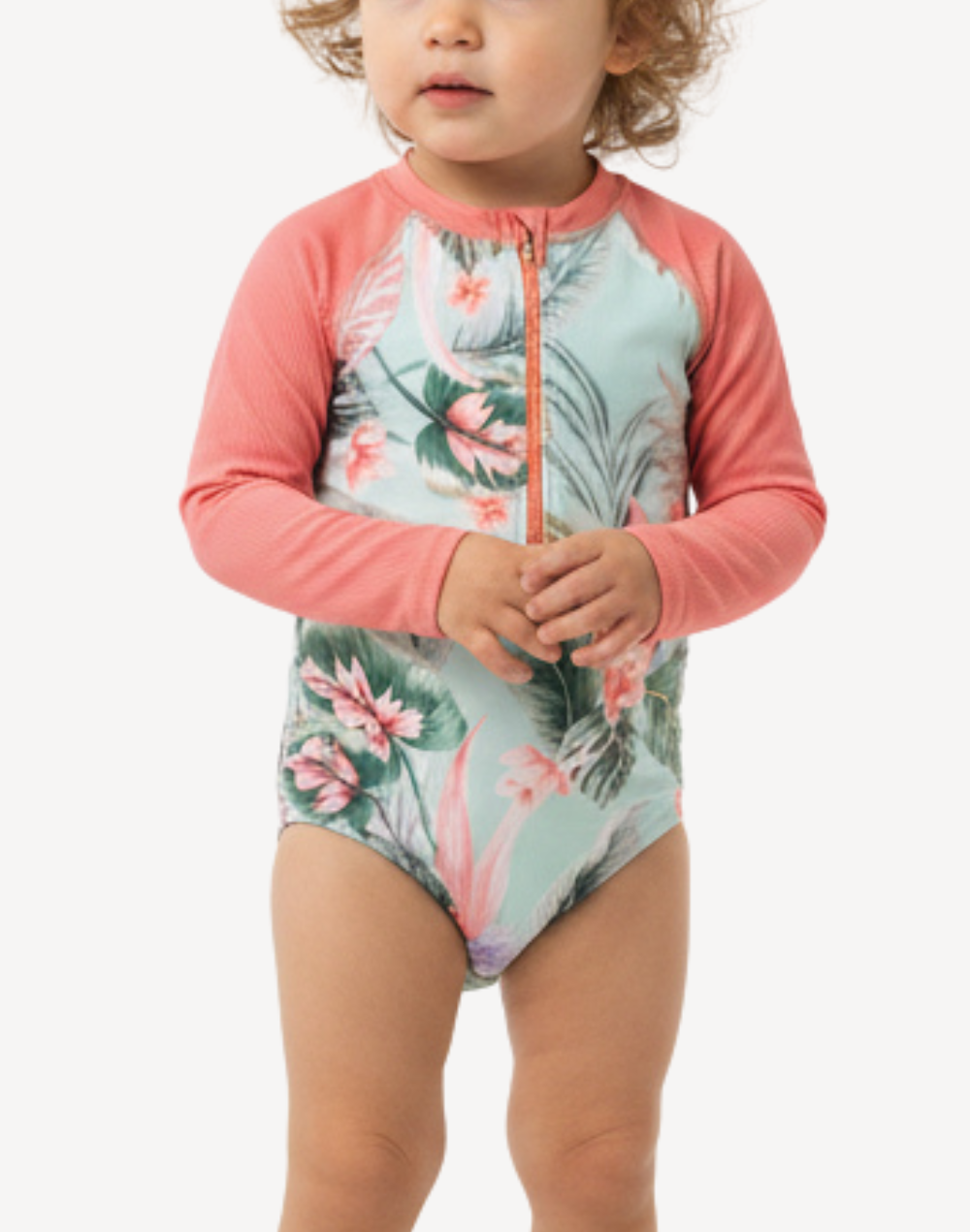 Toddler Girls Breezy Bay UPF 50 Long Sleeve Paddle Suit#color_breezy-tropical