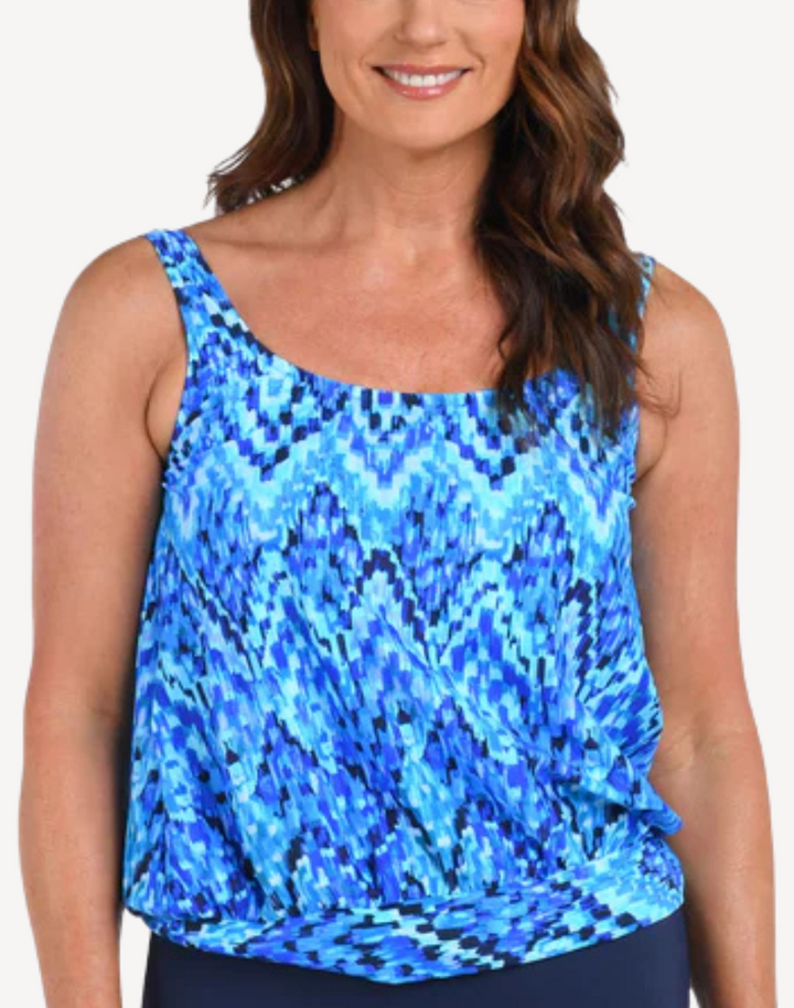 Artisan Ikat Blouson Tankini Top