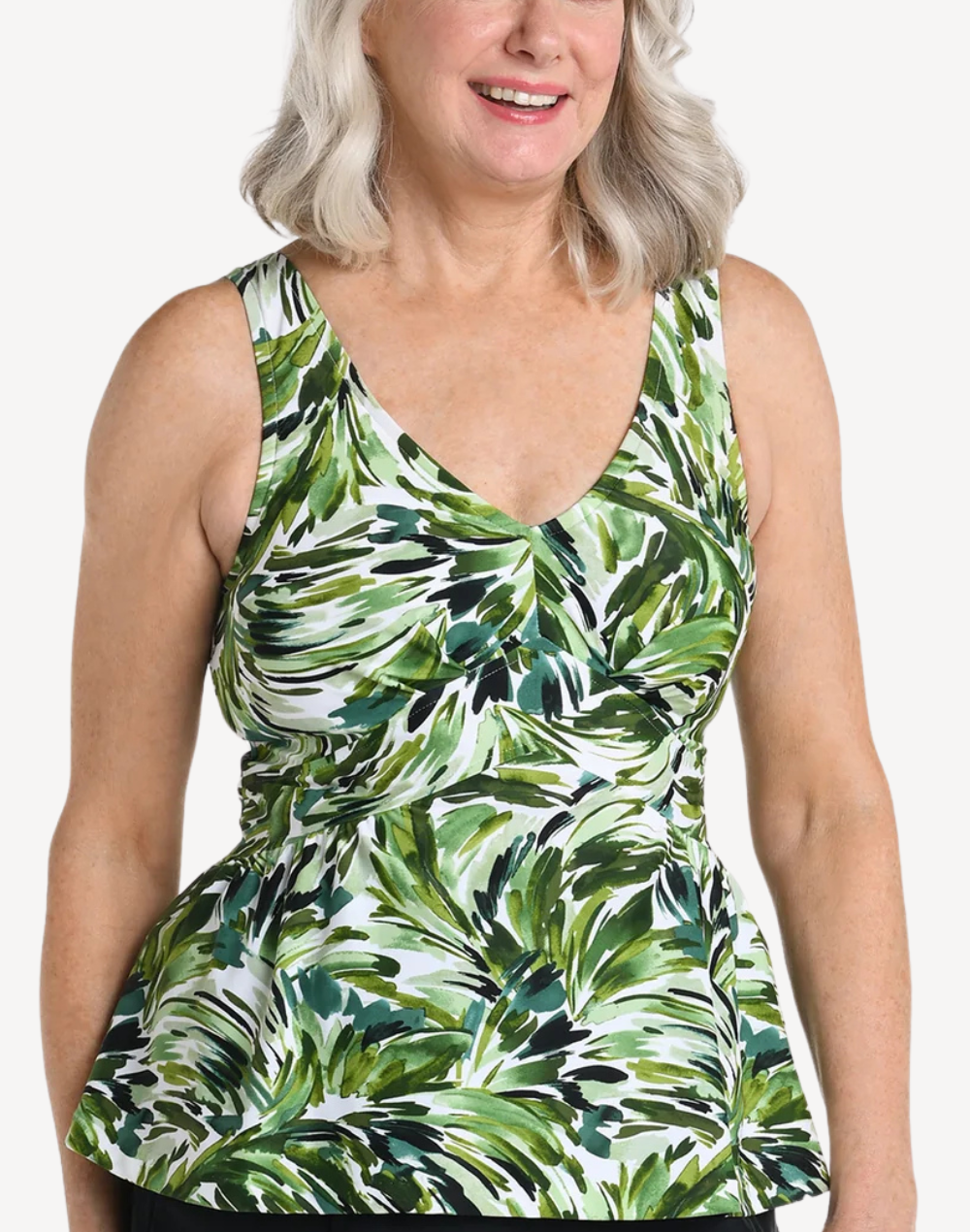 Fronds With Flair Empire Tankini Top#color_fronds-olive