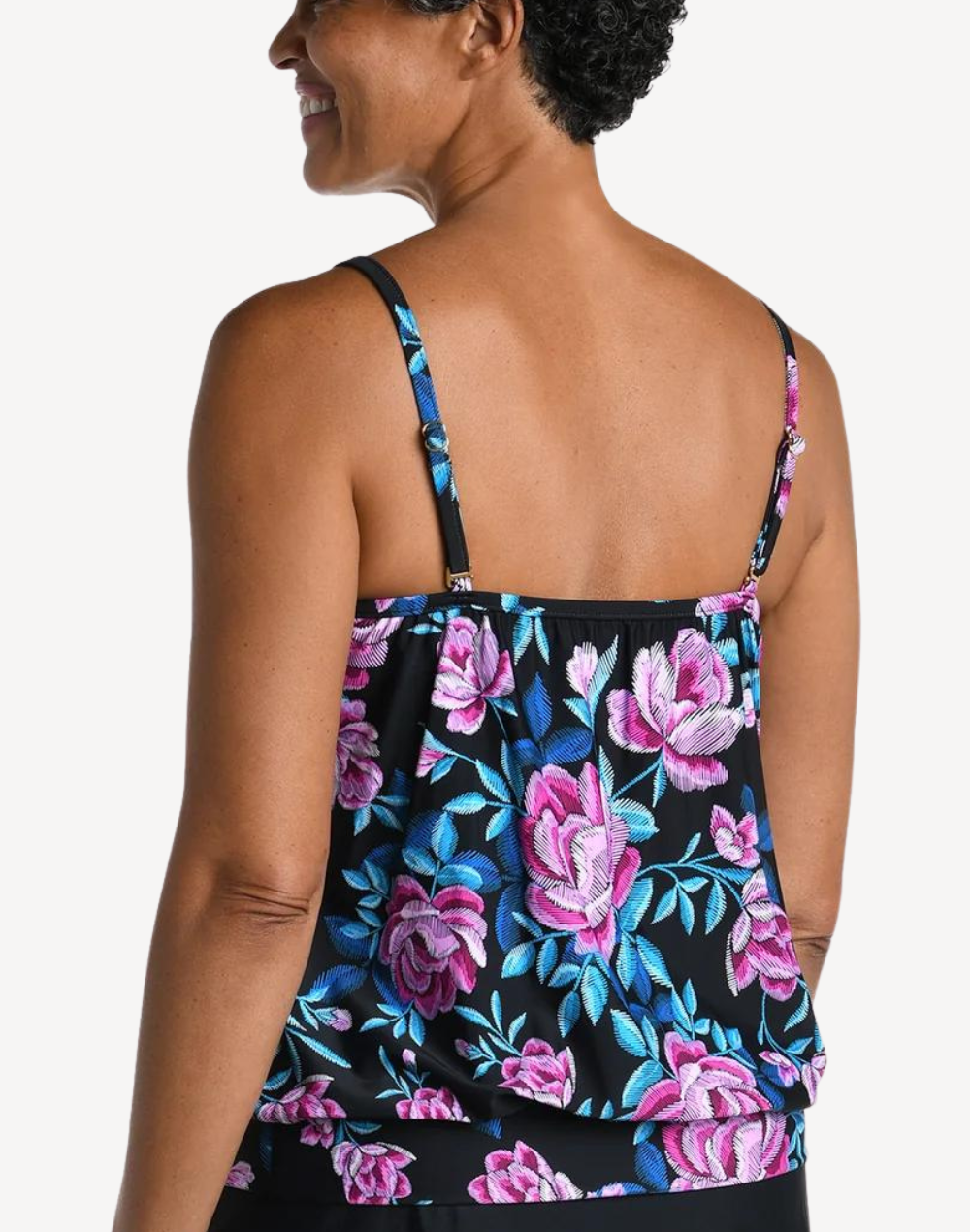 Midnight Orchid Blouson Tankini Top#color_midnight-orchid-black