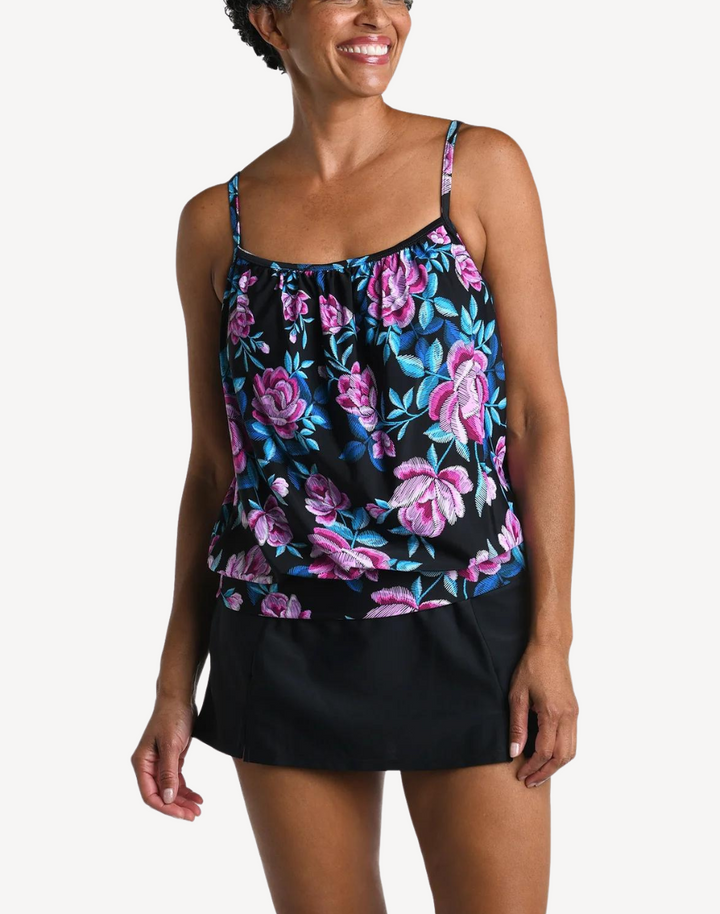 Midnight Orchid Blouson Tankini Top