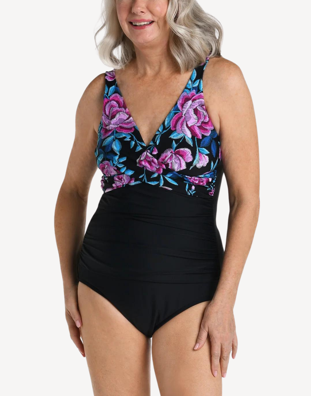 Midnight Orchid Wrap Front One Piece#color_midnight-orchid-black