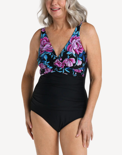 Midnight Orchid Wrap Front One Piece#color_midnight-orchid-black