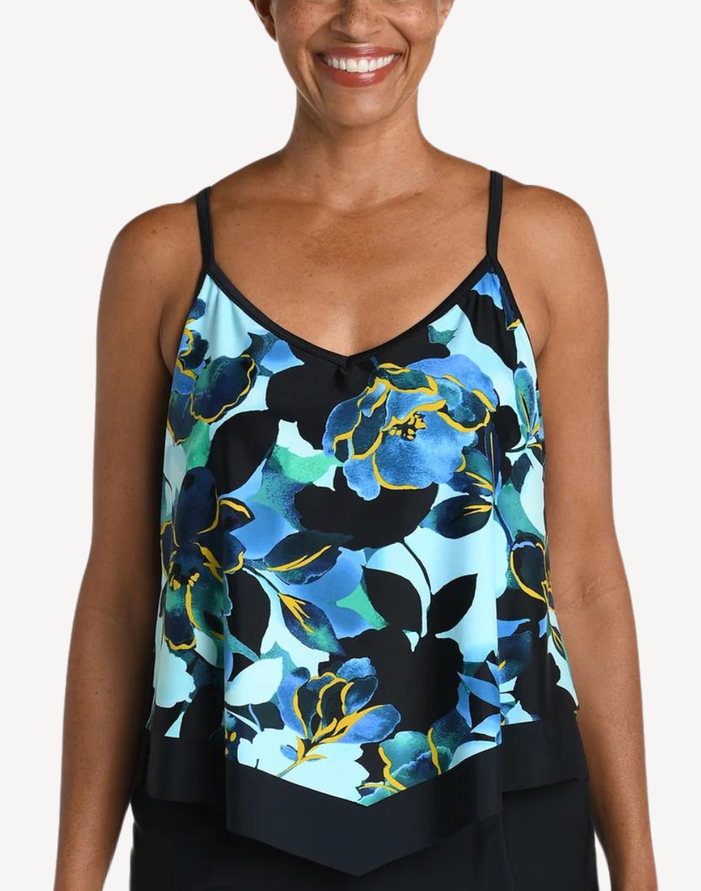 Moonlit Garden Flutter Tankini Top#color_moonlit-garden-black