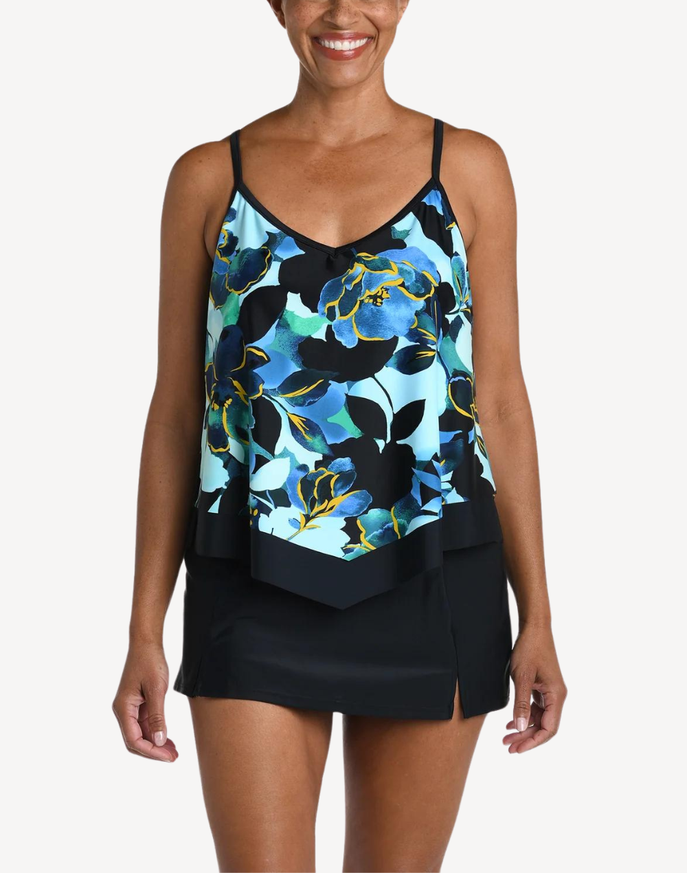 Moonlit Garden Flutter Tankini Top#color_moonlit-garden-black