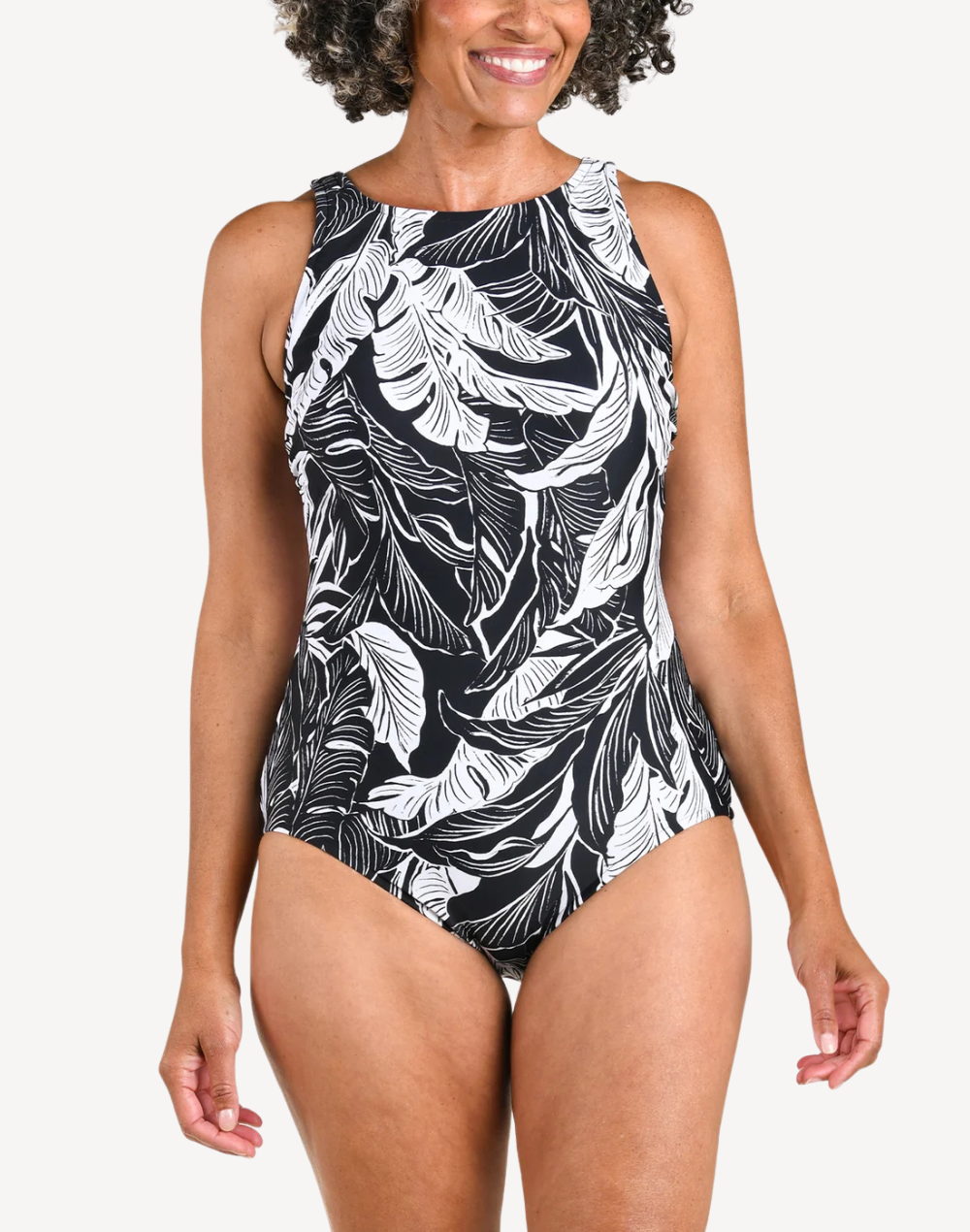 Night Tropics High Neck One Piece Swimsuit