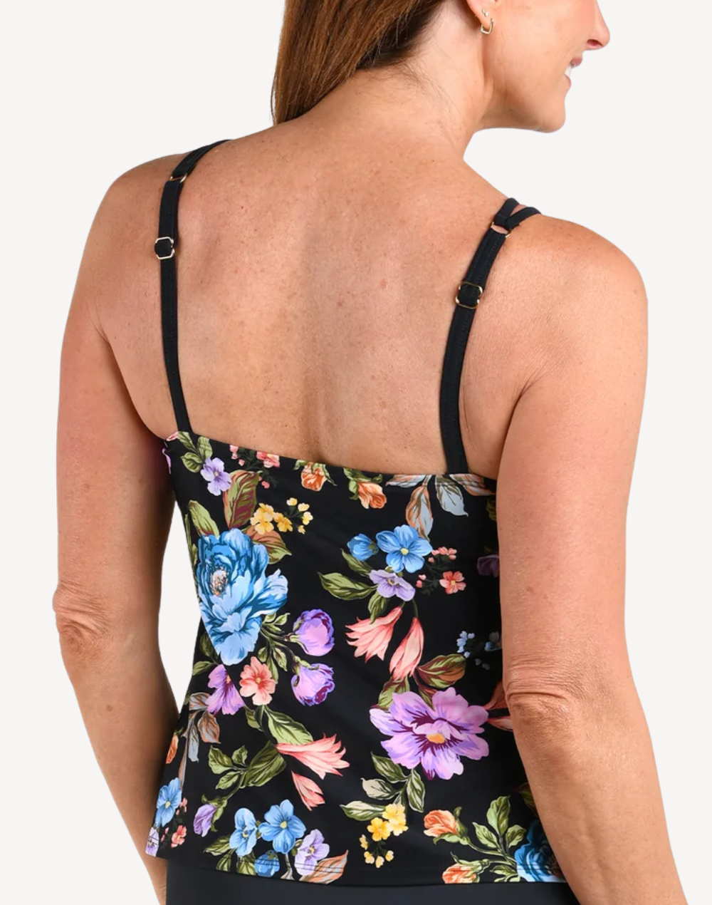 Queens Garden High Neck Tankini Top#color_queens-garden-black