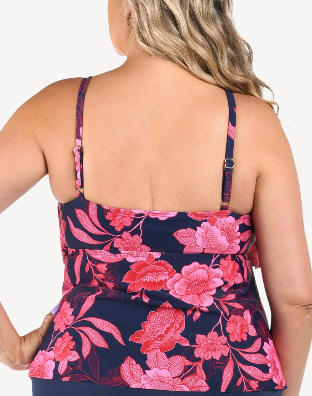 Romantic Getaway Double Tiered Plus Size Tankini Top#color_romantic-indigo
