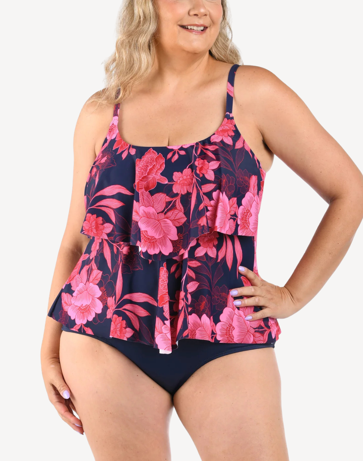 Romantic Getaway Double Tiered Plus Size Tankini Top