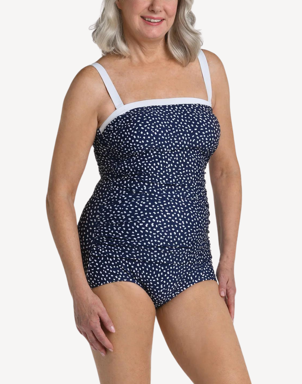 Seaside Dot Bandeau Girl Leg One Piece#color_seaside-indigo