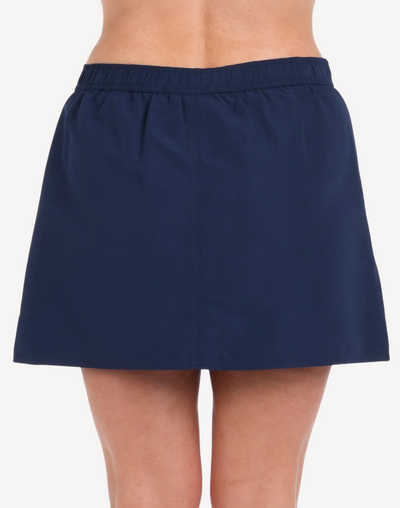 Solid Woven Boardskirt With Bikini Bottom#color_navy