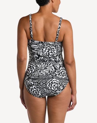 Tahitian Tribe Floral Twist Front One Piece#color_tahitian-tribe-black