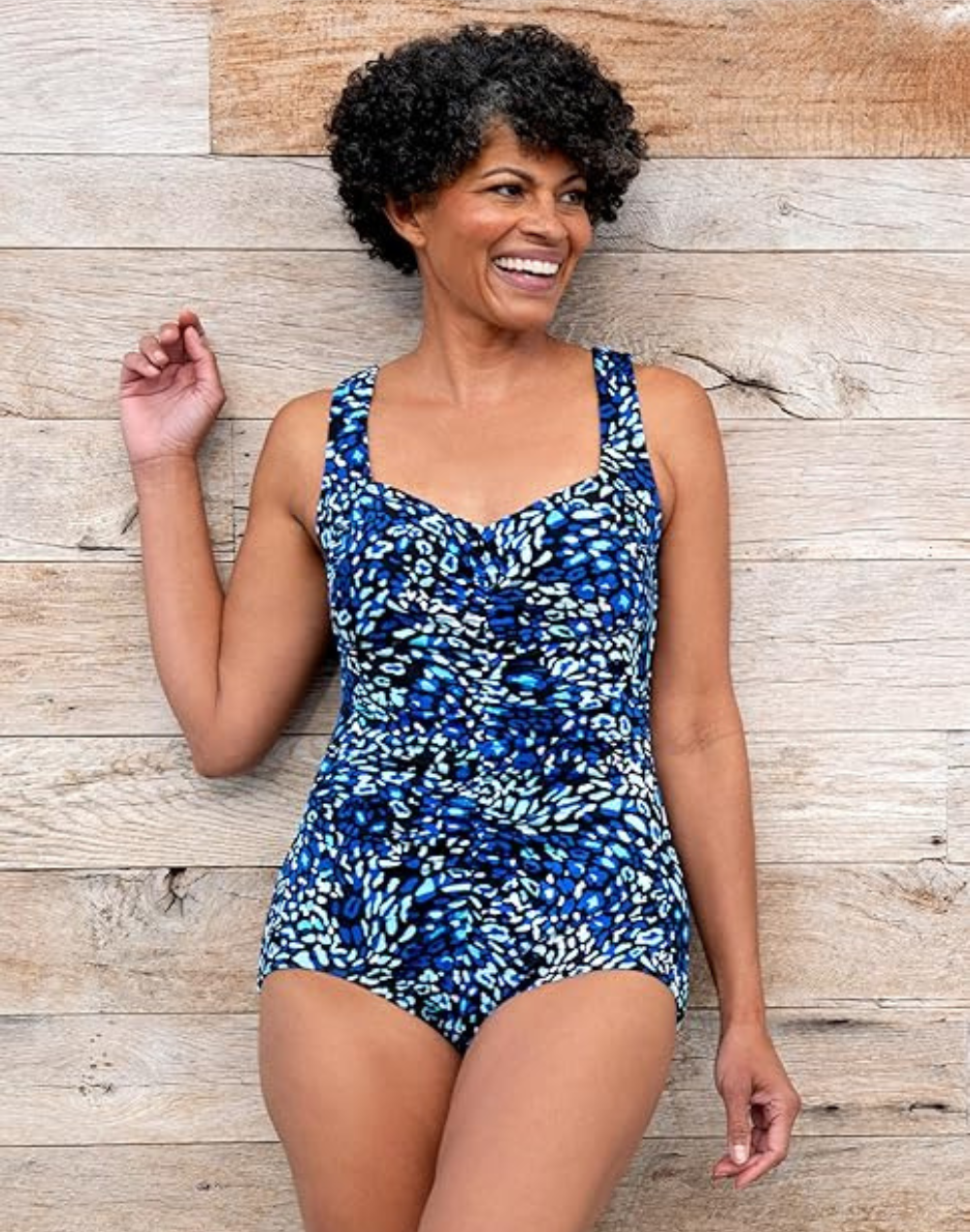 Island Greenery Spa Shirred Front Girl Leg One Piece (Plus Size) main image 1