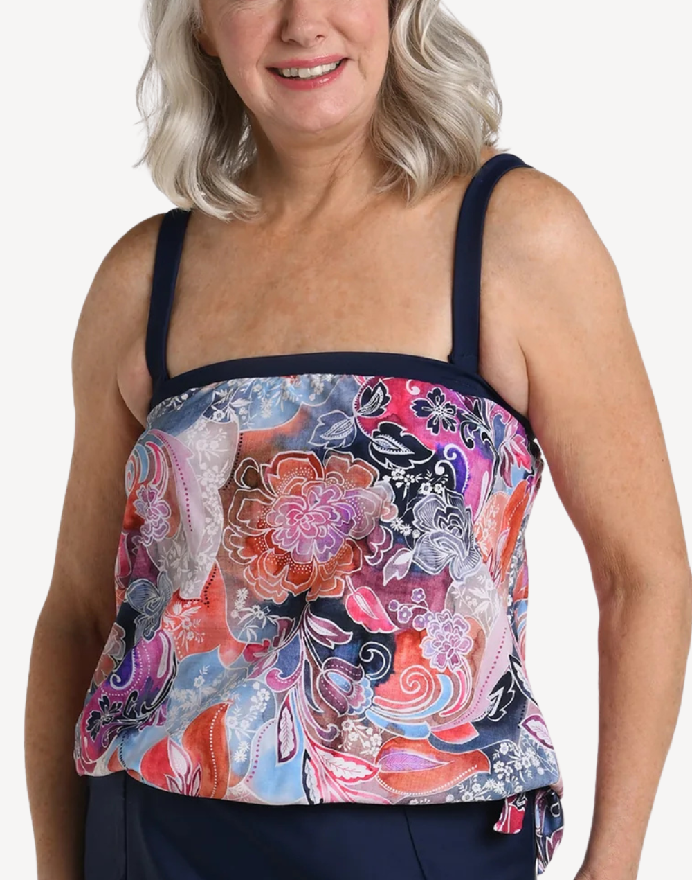 Whirlwind Paisley Blouson Bandeau Tankini Top