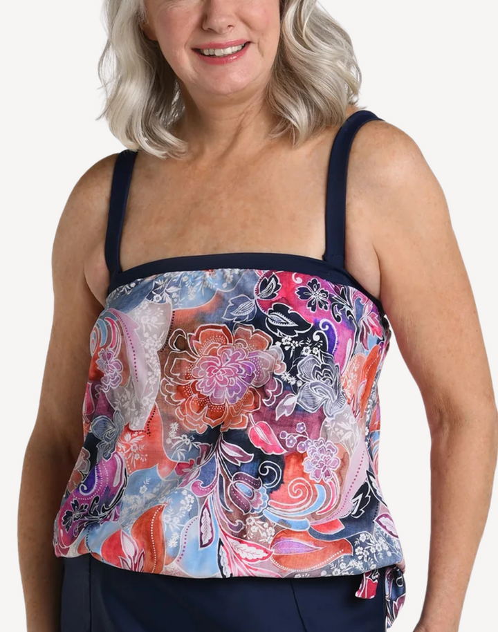 Whirlwind Paisley Blouson Bandeau Tankini Top