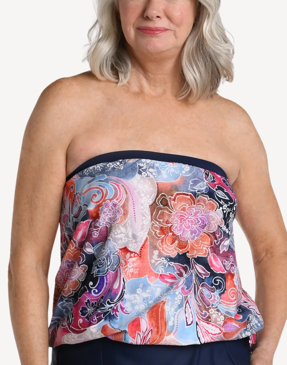 Whirlwind Paisley Blouson Bandeau Tankini Top