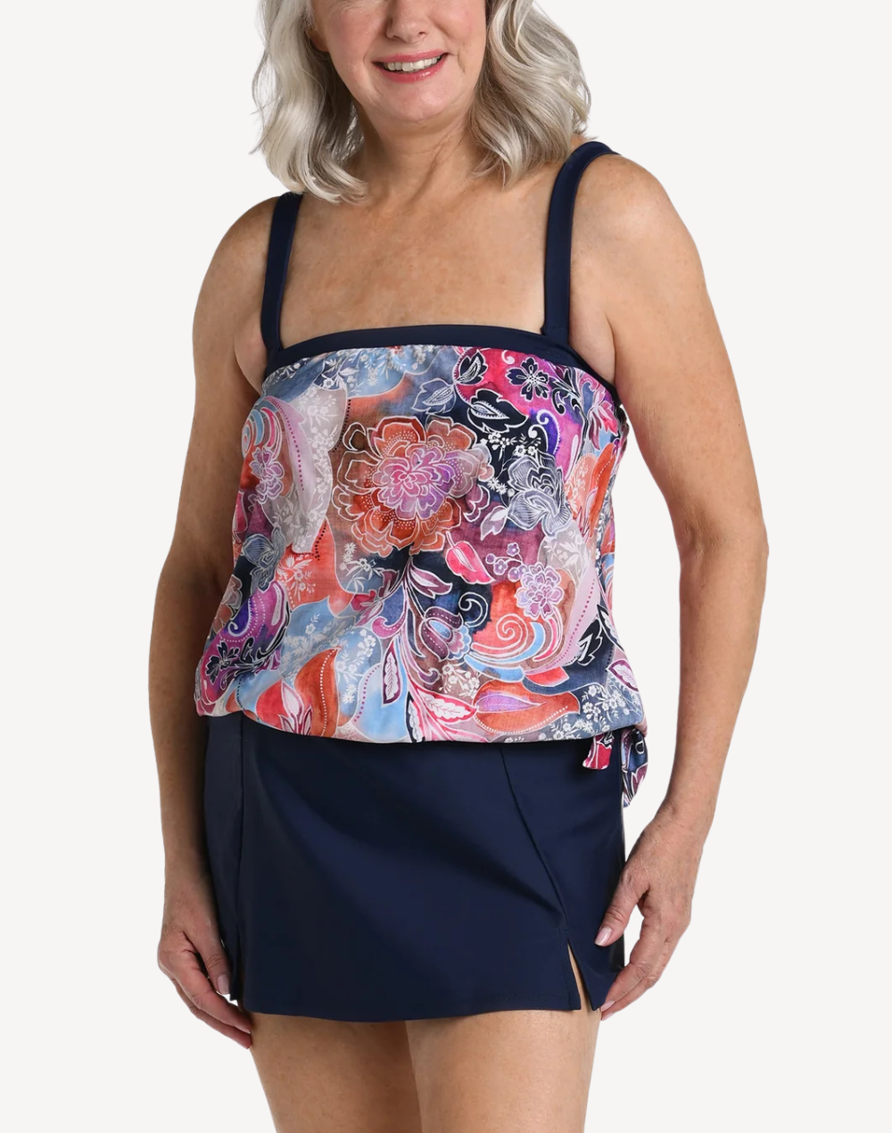 Whirlwind Paisley Blouson Bandeau Tankini Top