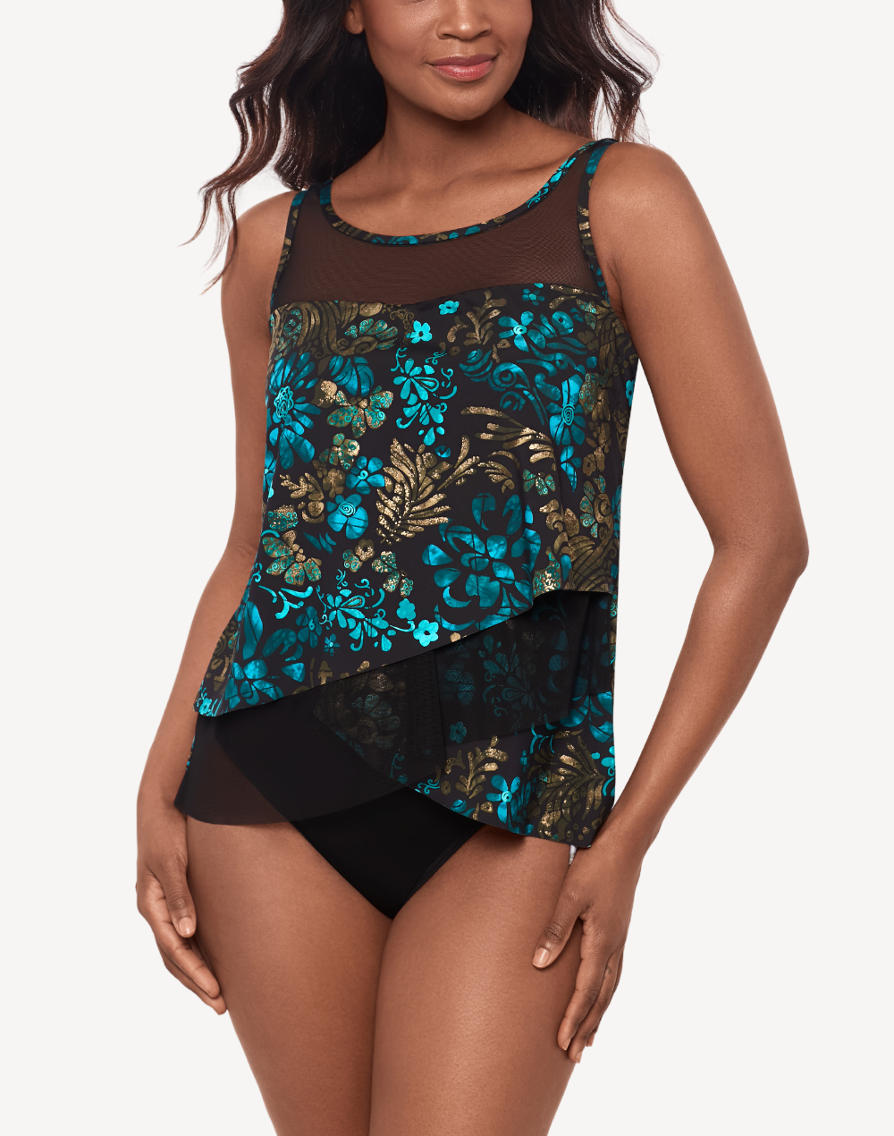 Flo De Mare Mirage Tankini Top#color_flo-black-multi