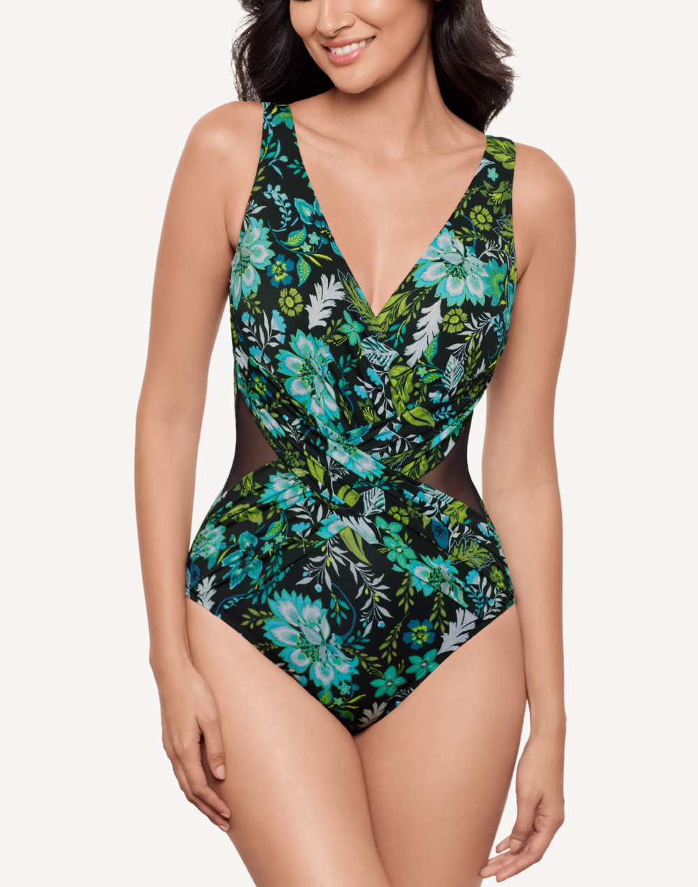 Florica Crossover One Piece Swimsuit#color_florica-black-multi