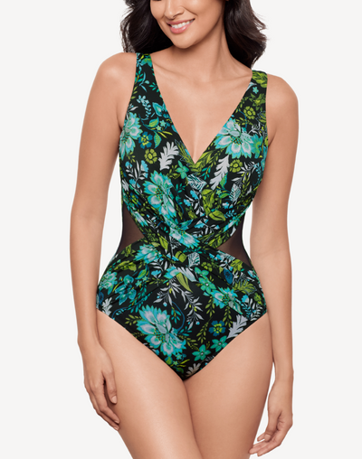 Florica Crossover One Piece Swimsuit#color_florica-black-multi