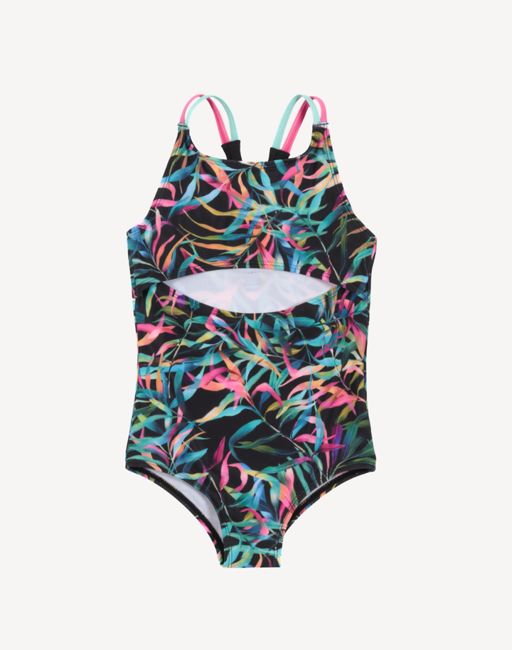 Girls Leaves Cutout One Piece Swimsuit