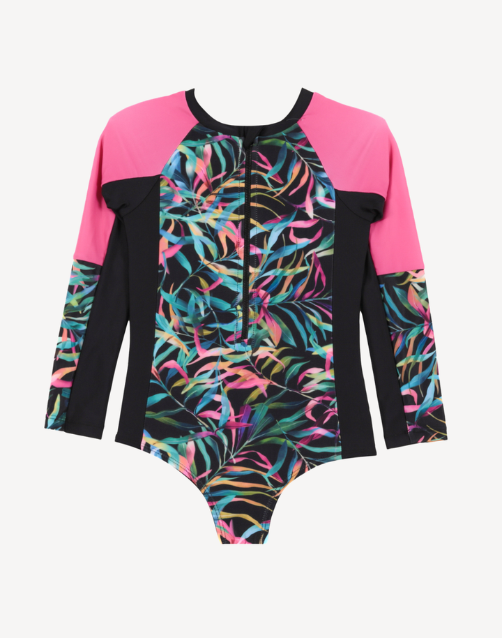 Girls Leaves UPF 50 Long Sleeve Paddle Suit