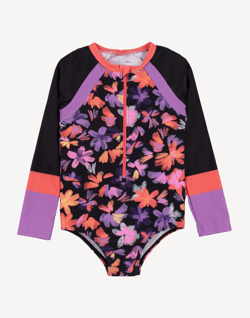 Girls Pansy UPF 50 Paddle Suit#color_pansy-black