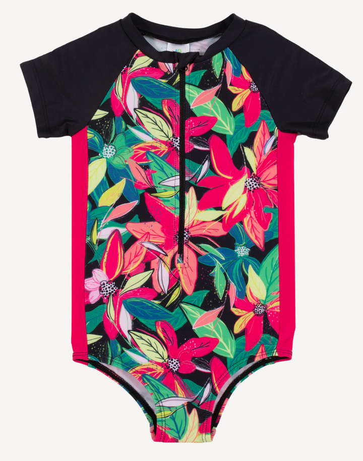 Girls Tropical Jungle UPF 50 Short Sleeve Paddle Suit