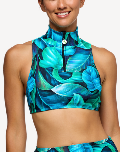 Curacao Paddle Out High Neck Bikini Top#color_curacao-hawaii-blue