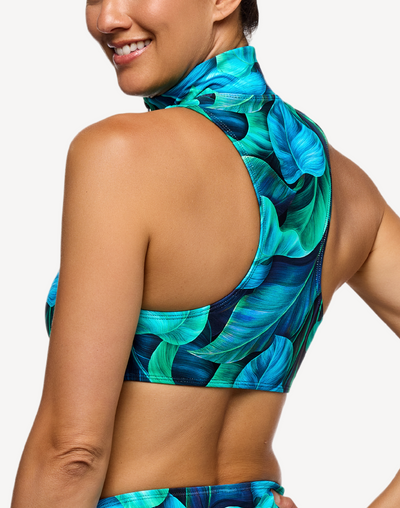 Curacao Paddle Out High Neck Bikini Top#color_curacao-hawaii-blue