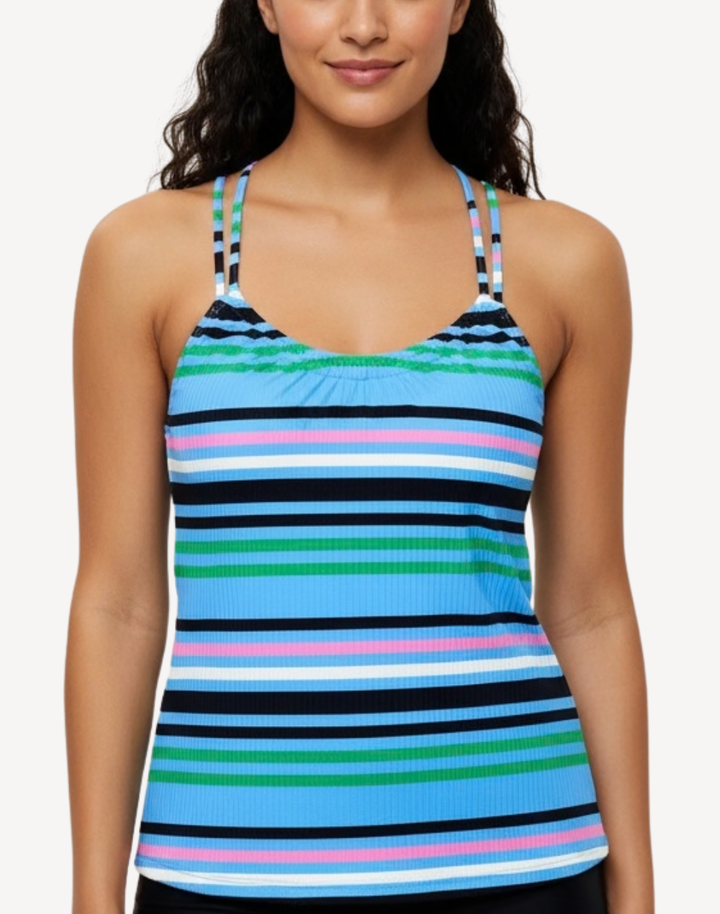 Wide Stripe Third Eye Tankini Top