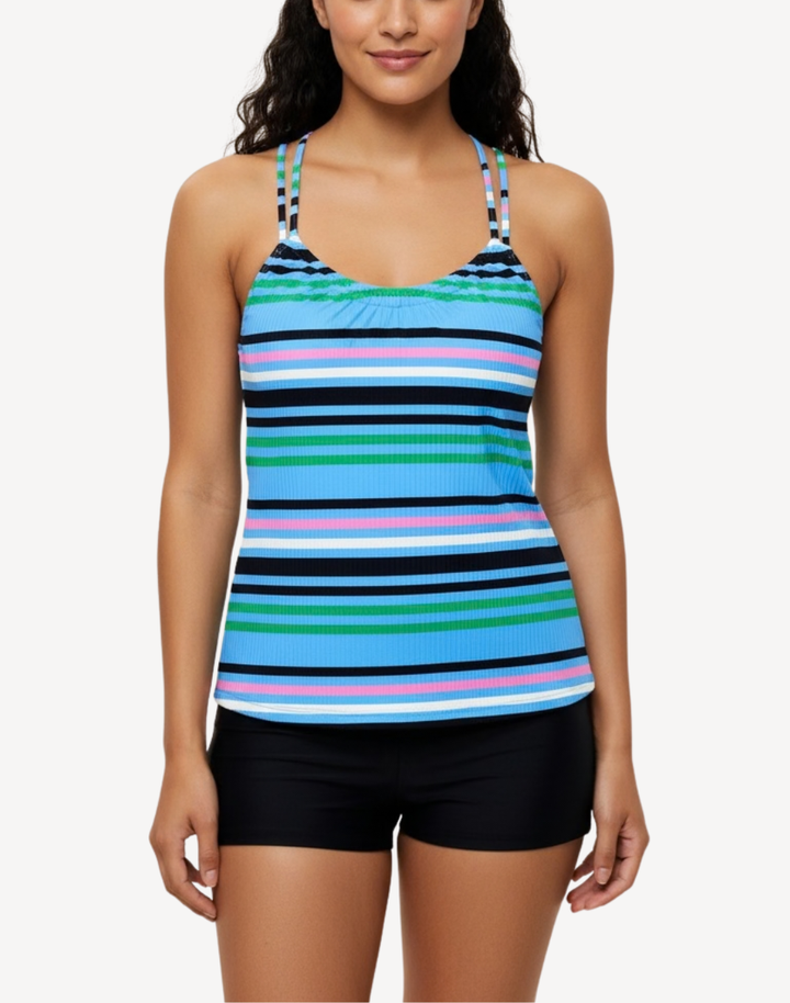 Wide Stripe Third Eye Tankini Top
