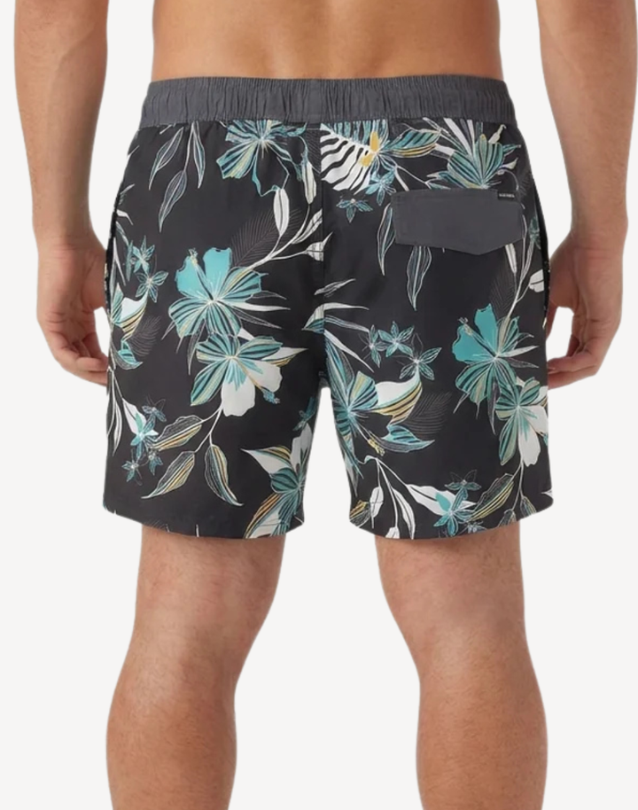 Black Palm Hermosa Retro Lined 17 Swim Trunk