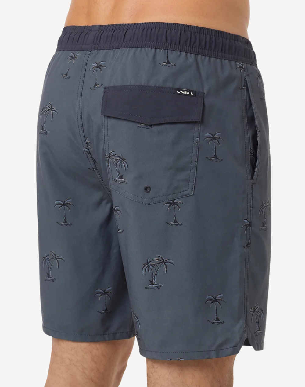 Mini Palm Hermosa Retro Lined 17 Swim Trunk#color_palm-dark-slate