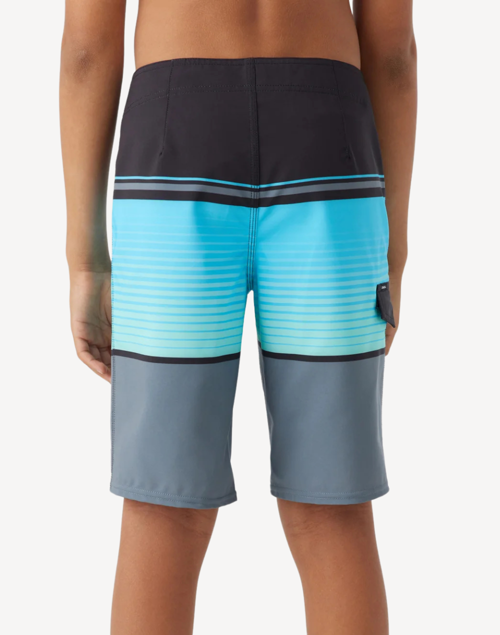 Boys Lennox Stripe 18" Boardshort#color_lennox-black