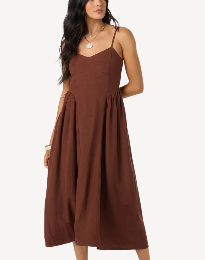 Solid Linden Midi Dress