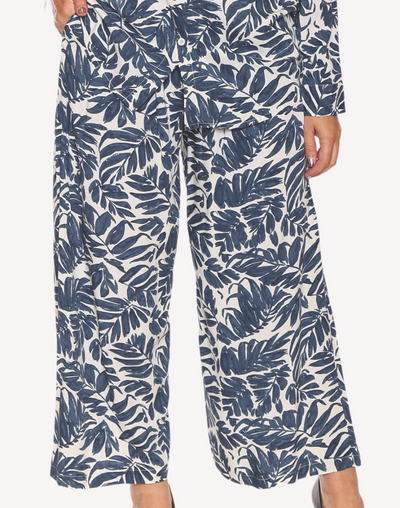 Tropic Leaves Beach Cover Up Pants#color_tropic-leaves-grey