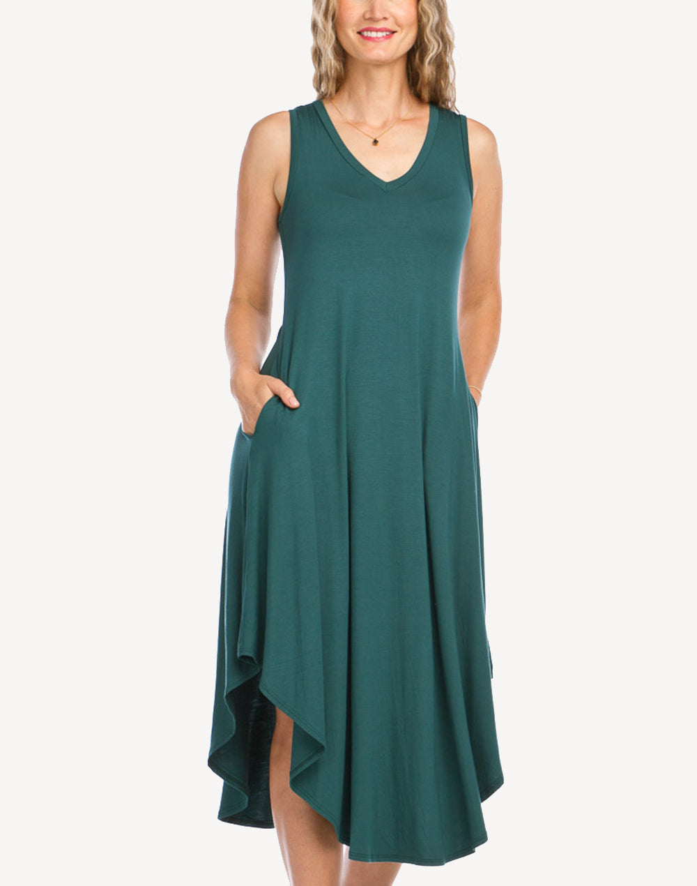 V Neck Maxi Dress#color_mediterranean-green