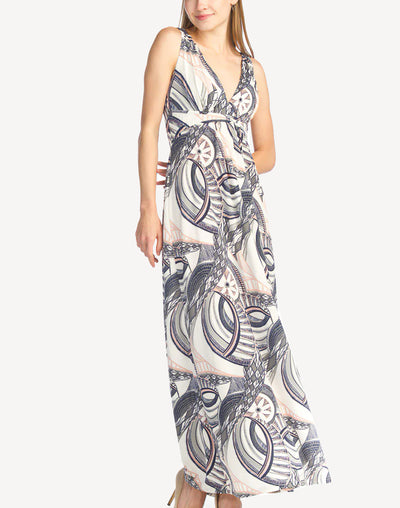 Texture Grecian Maxi Dress#color_navy-pink-white