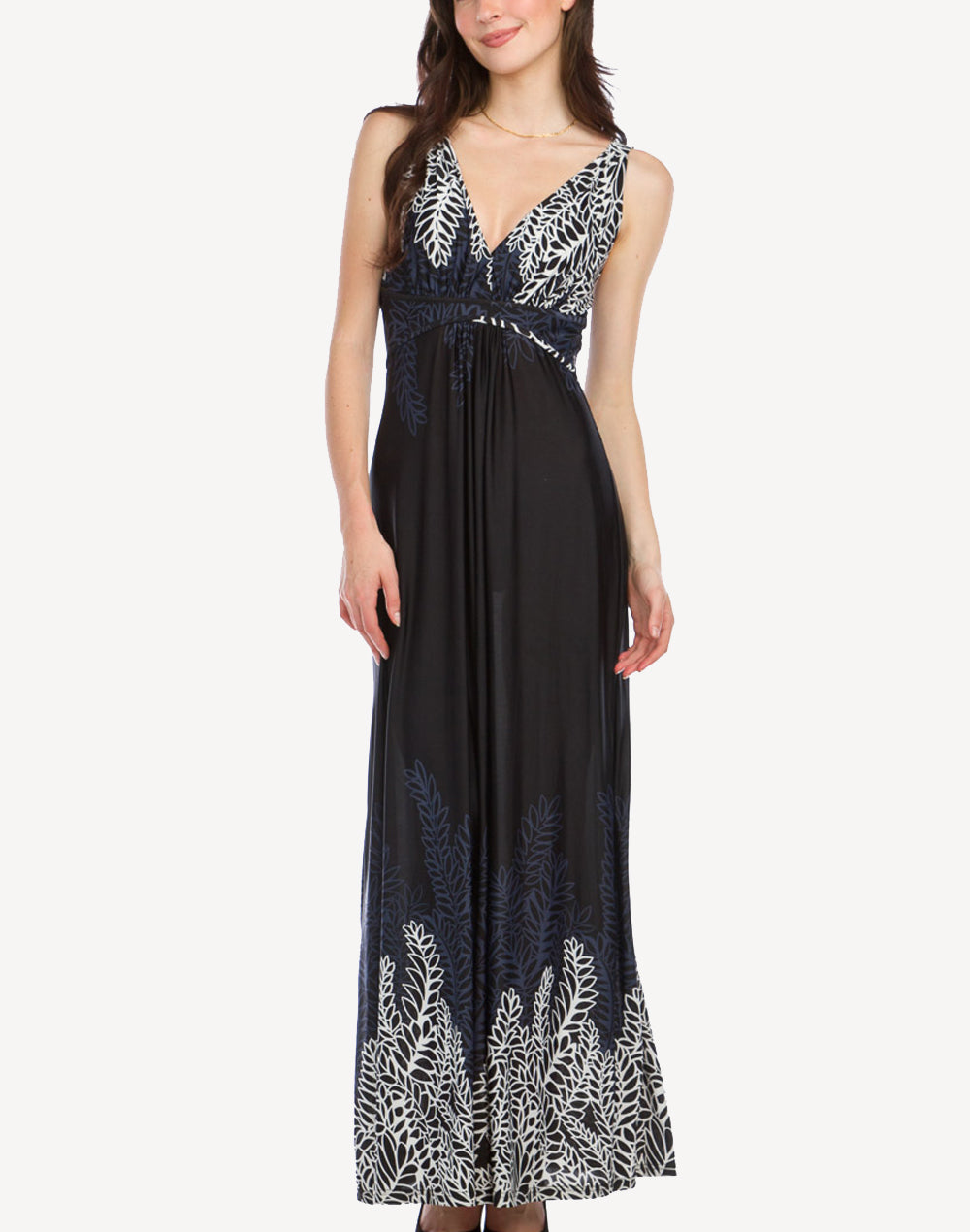 Split Print Grecian Maxi Dress