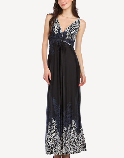 Split Print Grecian Maxi Dress#color_split-black